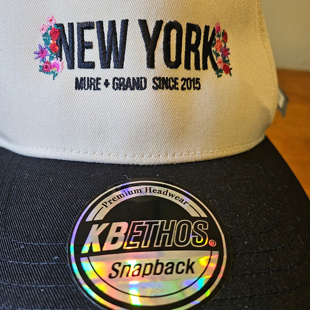 KB Ethos New York Mure + Grand Floral Snapback Hat Beige Black KBE-BASEBALL NAT